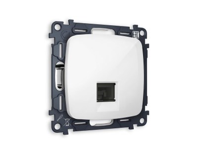 MO112030 Комплект механизма телефонной розетки OMEGA Белый глянец RJ-11(4P4C) с шторкой QUANT (OP1120, VM190), AMBRELLA VOLT, MO112030 - фото 107306