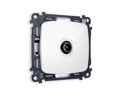 MO113030 Комплект механизма TV розетки проходной OMEGA Белый глянец 5-1000 MHz 4dB QUANT (OP1130, VM211), AMBRELLA VOLT, MO113030 - фото 107308