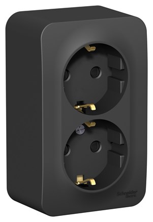 Systeme Electric Blanca наруж Антрацит Розетка 2-ая с/з со шторками 16А,250В, изолир. пластина, BLNRA011216 - фото 109575