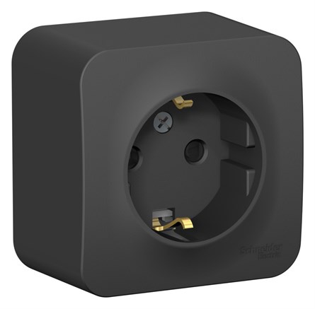 Systeme Electric Blanca наруж Антрацит Розетка с/з со шторками 16А, 250В, изолир. пластина, BLNRA011116 - фото 109578