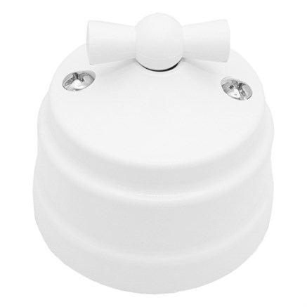 Ретро выключатель поворотный 1-клавишный, пластик, белый, Bylectrica А6 10-2296