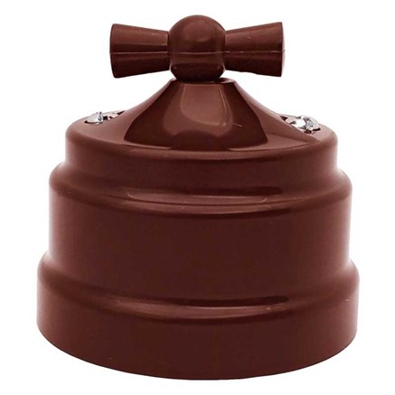 Ретро выключатель поворотный 1-клавишный, пластик, коричневый, Bylectrica А6 10-2296 коричневый