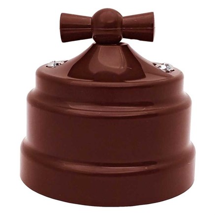 Ретро выключатель поворотный 2х-клавишный, пластик, коричневый, Bylectrica А5 10-2292 коричневый