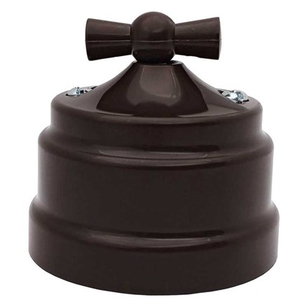 Ретро выключатель поворотный, проходной 1-клавишный, пластик, шоколад, Bylectrica А6 10-2296 шоколад