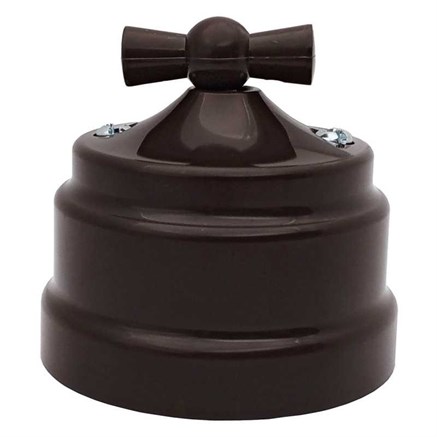 Ретро выключатель поворотный 2х-клавишный, пластик, шоколад, Bylectrica А5 10-2292 шоколад