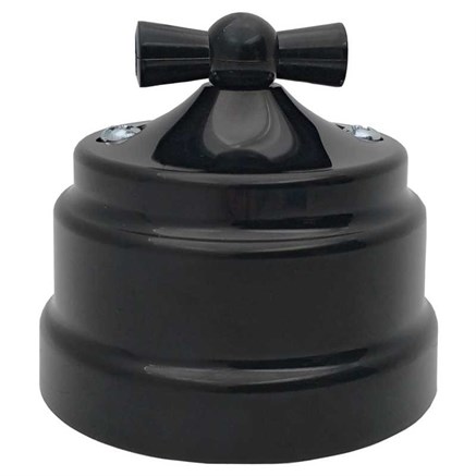 Ретро выключатель поворотный 1-клавишный, пластик, черный, Bylectrica А6 10-2296 черный