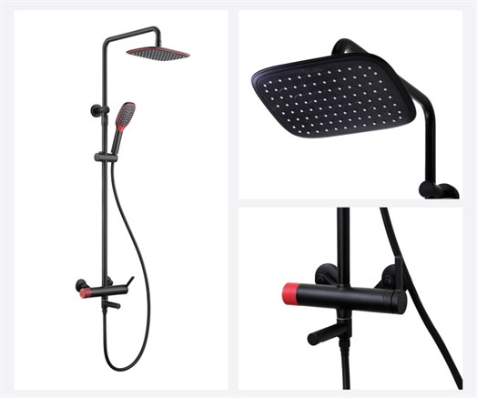 Душевая стойка AVANTGARDE 2039RH черный красный - фото 51889