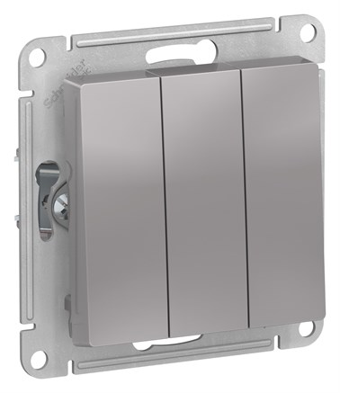Алюминий Выключатель 3-клавишный сх.1+1+1, 10АХ, механизм Systeme Electric AtlasDesign ATN000331 - фото 74354