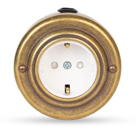Розетка ретро с з/к и шторками, белая, Бронза VINTAGE-BRASS 20101-1
