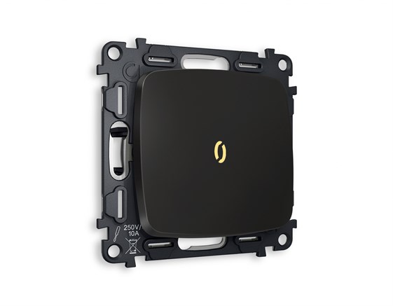 MO802030 Комплект механизма 1-кл проходного выключателя с подсветкой 3200K OMEGA Черный матовый QUANT (OP8020, VM105, G22Y), AMBRELLA VOLT, MO802030 - фото 92720