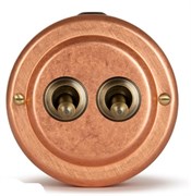 Переключатель (проходной) ретро тумблерый 2 кл. "Натуральная Медь" VINTAGE-BRASS 30402-7