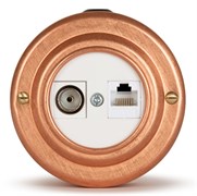 Розетка информационная RJ45+TV (CAT.5E), белая, Натуральная Медь VINTAGE-BRASS 40401-7