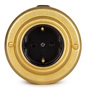 Розетка ретро с з/к и шторками, черная, "GOLD" VINTAGE-BRASS 20105-6