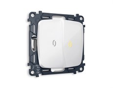 MO104010 Комплект механизма 2-кл выключателя с подсветкой 3200K OMEGA Белый глянец QUANT (OP1040, VM115, G11Y), AMBRELLA VOLT, MO104010