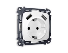 MO109010 Комплект механизма электрической розетки OMEGA Белый глянец 2USB A+A 18W (быстрая зарядка) с/з QUANT (OP1090, VM155), AMBRELLA VOLT, MO109010