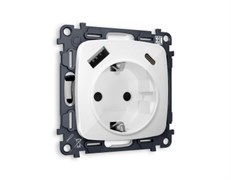 MO110010 Комплект механизма электрической розетки OMEGA Белый глянец 2USB A+C 20W (быстрая зарядка) с/з QUANT (OP1100, VM160), AMBRELLA VOLT, MO110010