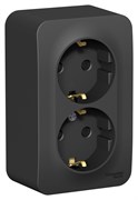 Systeme Electric Blanca наруж Антрацит Розетка 2-ая с/з со шторками 16А,250В, изолир. пластина, BLNRA011216
