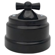 Ретро выключатель поворотный 2х-клавишный, пластик, черный, Bylectrica А5 10-2292 черный