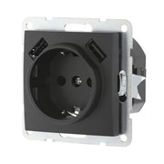 Розетка Черная с з/к с двумя USB LK60 LK STUDIO 868008