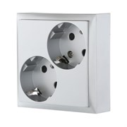 Розетка двойная Серебро с з/к с защитными шторками LK60 LK STUDIO 863503