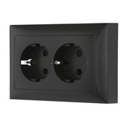 Розетка двойная линейная Черная с з/к с защитными шторками LK60 LK STUDIO 863708