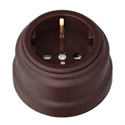 Розетка ретро пластиковая  с заземляющим контактом, шоколад, Bylectrica РА16-0202 шоколад