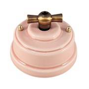 Выключатель ретро фарфоровый поворотный Розовый, Leanza Rosa ВППД