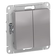 Алюминий Выключатель 2-клавишный с самовозвратом, сх.2, 10А, механизм Systeme Electric AtlasDesign ATN000317