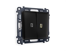 MA804010 Комплект механизма 2-кл выключателя с подсветкой 3200K ALFA Черный матовый QUANT (AP8040, VM115, G11Y), AMBRELLA VOLT, MA804010