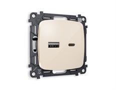 MO311010 Комплект механизма розетки OMEGA Бежевый глянец 2USB A+C 20W (быстрая зарядка) QUANT (OP3100, VM177), AMBRELLA VOLT, MO311010