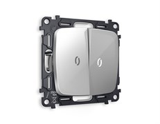 MO404015 Комплект механизма 2-кл выключателя с подсветкой 5600K OMEGA Серебро глянец QUANT (OP4040, VM115, G14W), AMBRELLA VOLT, MO404015