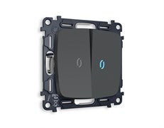MO904040 Комплект механизма 2-кл проходного выключателя с подсветкой 10000K OMEGA Графит мягкое касание QUANT (OP9040, VM120, G29B), AMBRELLA VOLT, MO904040