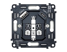 VM160 Механизм электрической розетки 2USB A+C 20W (быстрая зарядка) с/з на винтовых зажимах QUANT, AMBRELLA VOLT, VM160