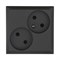 Розетка двойная без з/к с защитными шторками (черная) LK80 LK STUDIO 843608